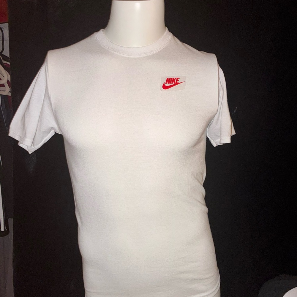 Nike Men's White Tee with Red Logo